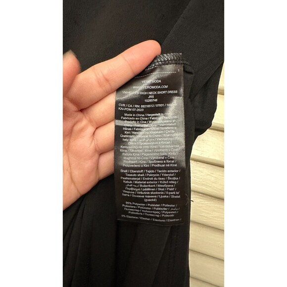 Vero Moda Hevia Long Sleeve Asymmetric Dress Black Size S Mock Neck Ruched - Picture 4 of 7